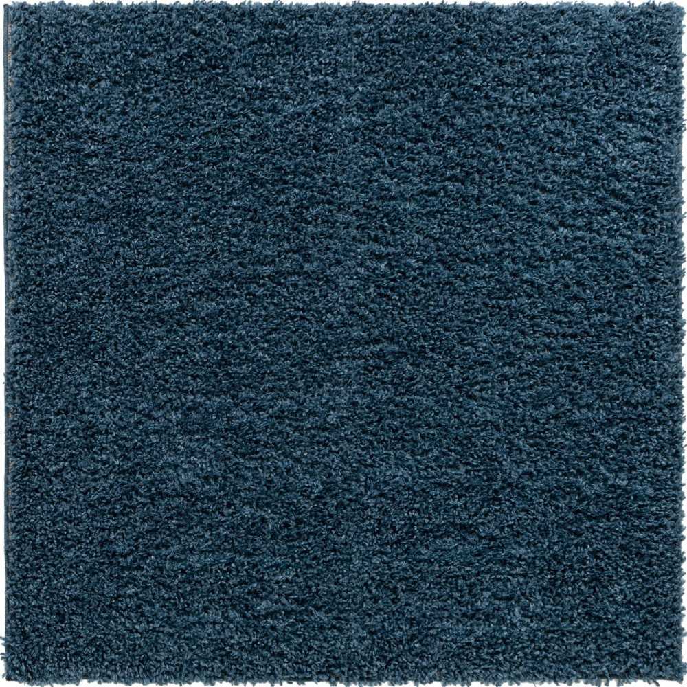 Rug Unique Loom Davos Shag Marine Blue Square 5' 0 x 5' 0