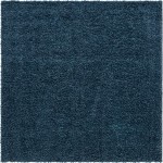 Rug Unique Loom Davos Shag Marine Blue Square 7' 0 x 7' 0