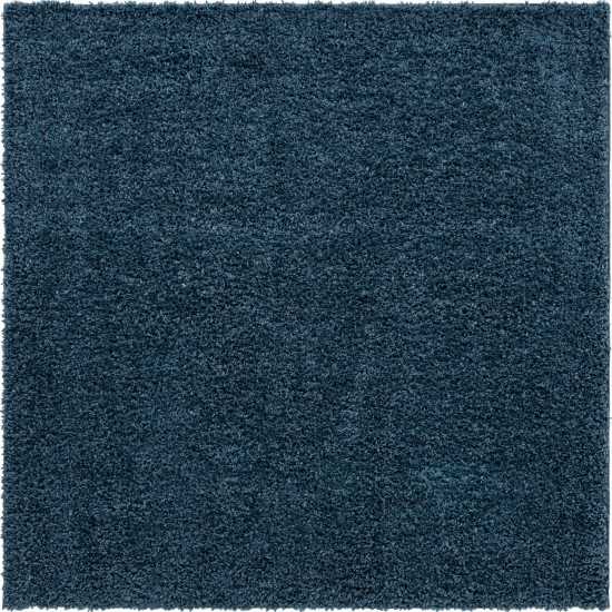 Rug Unique Loom Davos Shag Marine Blue Square 7' 0 x 7' 0