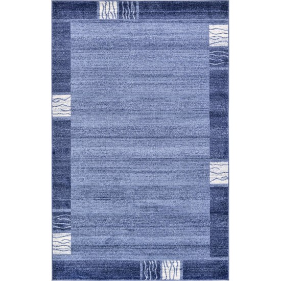 Rug Unique Loom Del Mar Navy Blue Rectangular 5' 0 x 8' 0