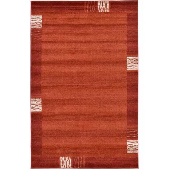 Rug Unique Loom Del Mar Rust Red Rectangular 5' 0 x 8' 0