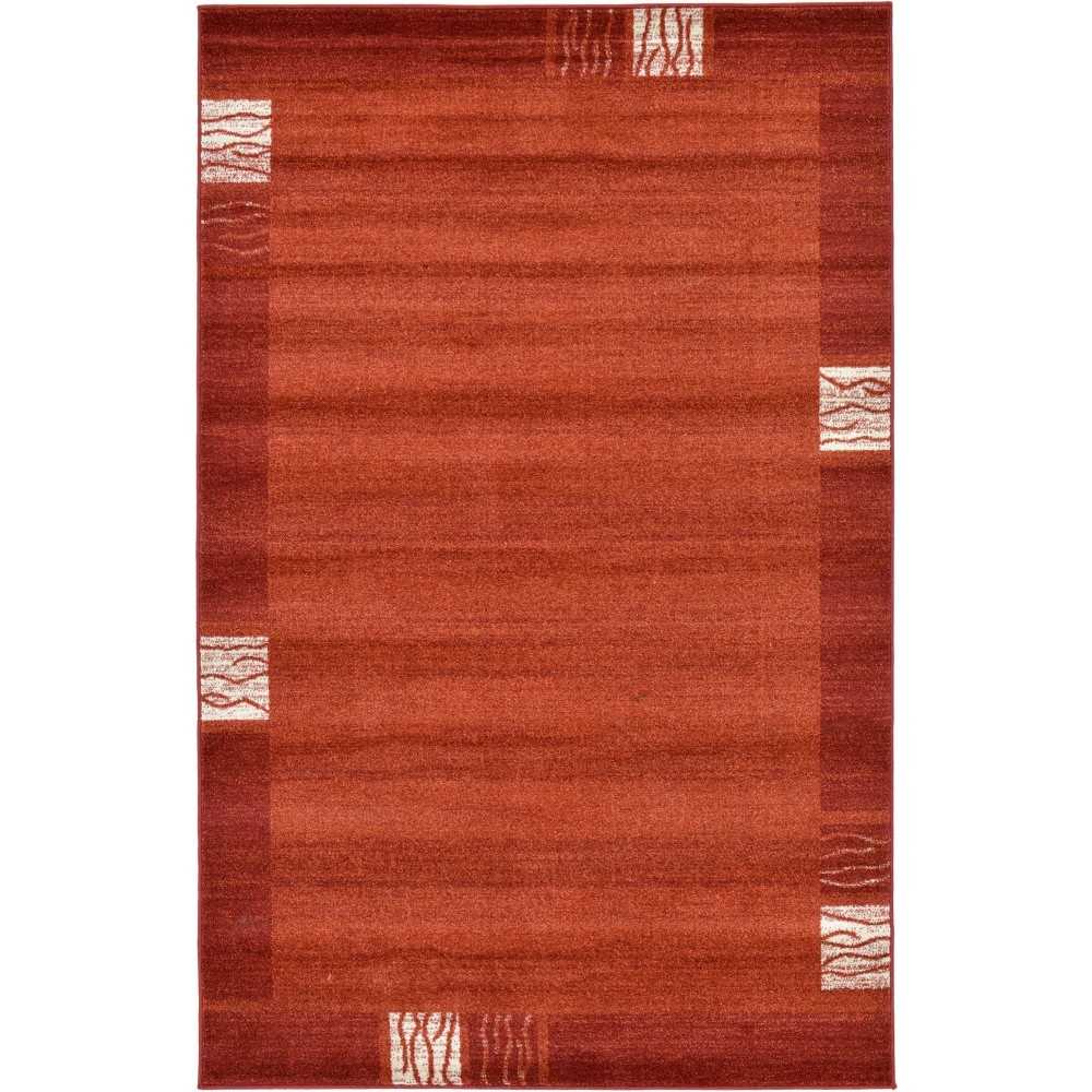 Rug Unique Loom Del Mar Rust Red Rectangular 5' 0 x 8' 0