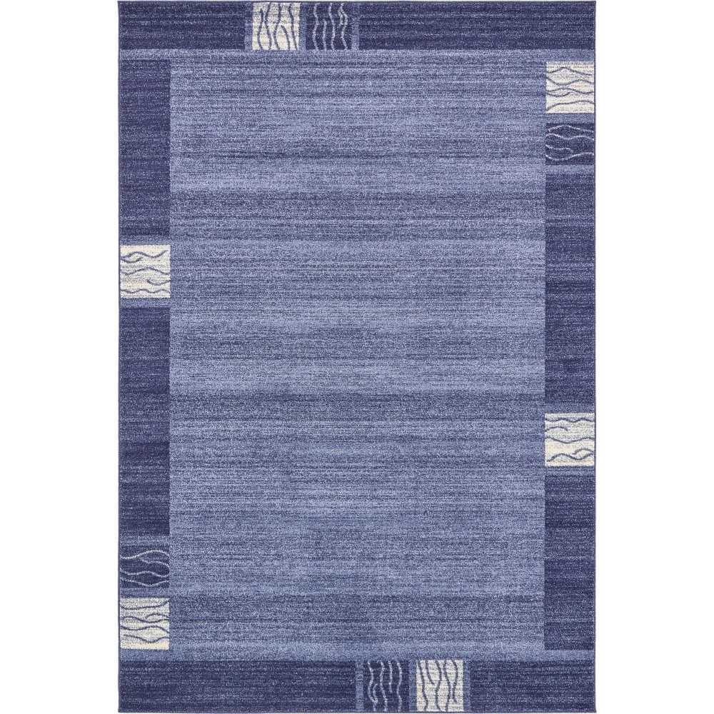 Rug Unique Loom Del Mar Navy Blue Rectangular 6' 0 x 9' 0