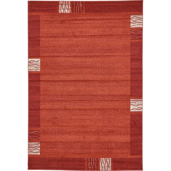 Rug Unique Loom Del Mar Rust Red Rectangular 6' 0 x 9' 0