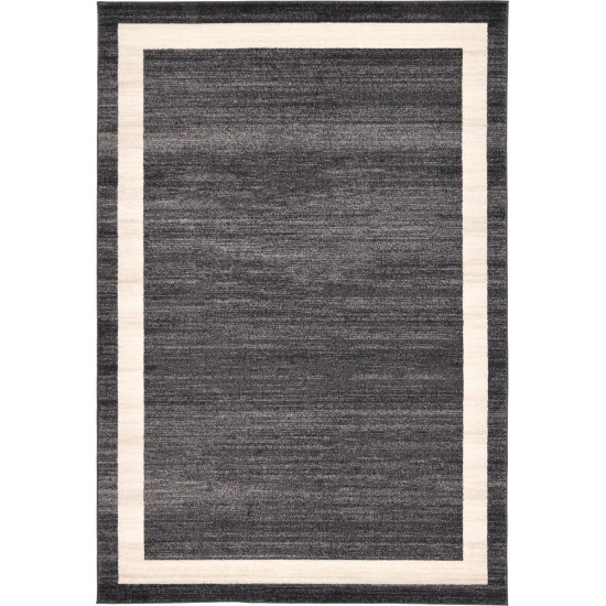 Rug Unique Loom Del Mar Black Rectangular 6' 0 x 9' 0