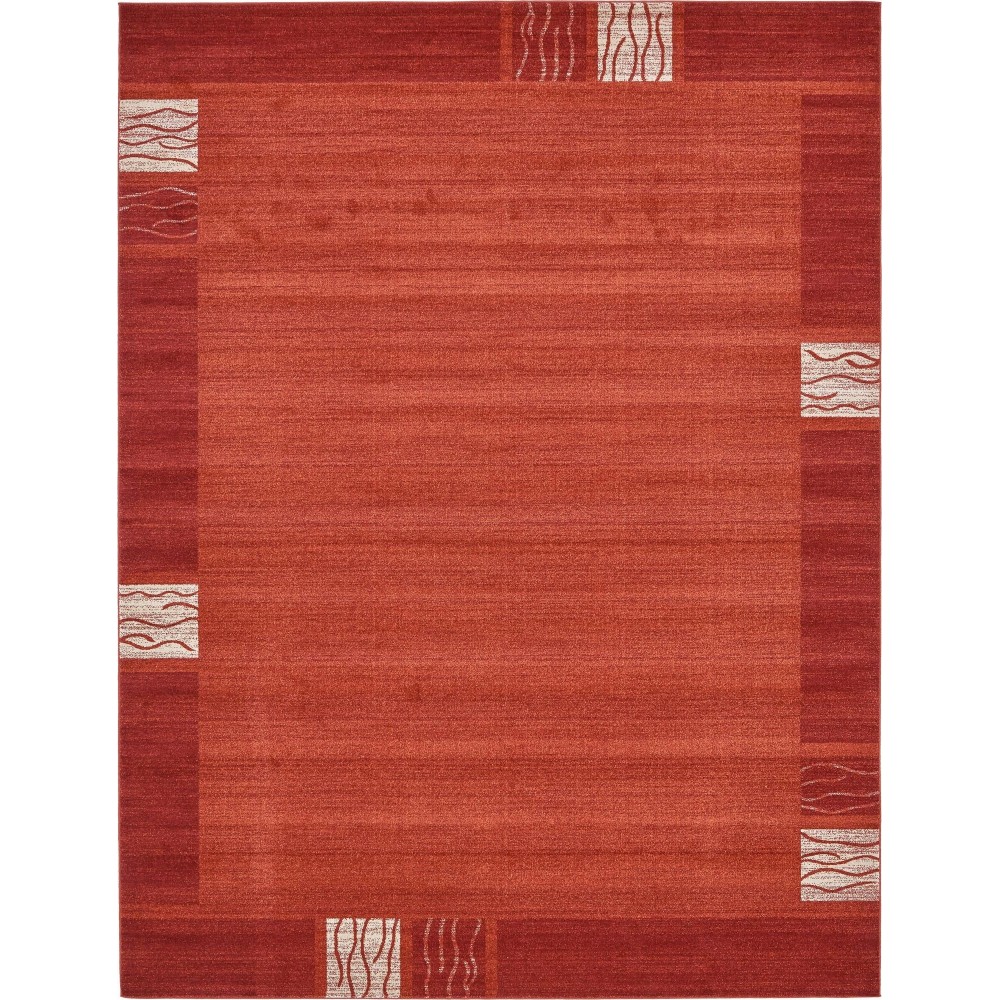 Rug Unique Loom Del Mar Rust Red Rectangular 10' 0 x 13' 0