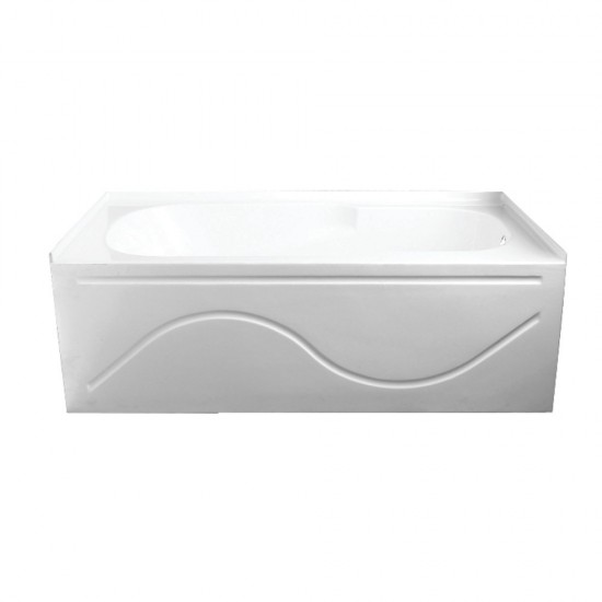 Aqua Eden 60-Inch Acrylic Anti-Skid Alcove Tub with Right Hand Drain Hole, White