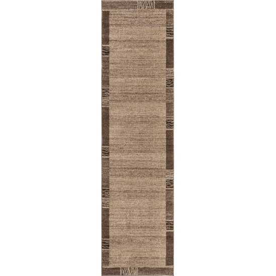 Rug Unique Loom Del Mar Light Brown Runner 2' 7 x 10' 0