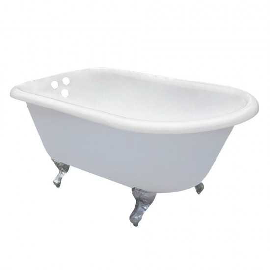 Aqua Eden 66-Inch Cast Iron Roll Top Clawfoot Tub with 3-3/8 Inch Wall Drillings, White/Polished Chrome