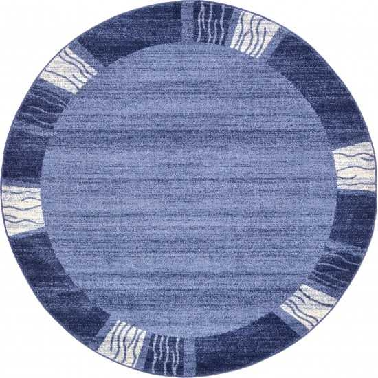 Rug Unique Loom Del Mar Navy Blue Round 6' 0 x 6' 0