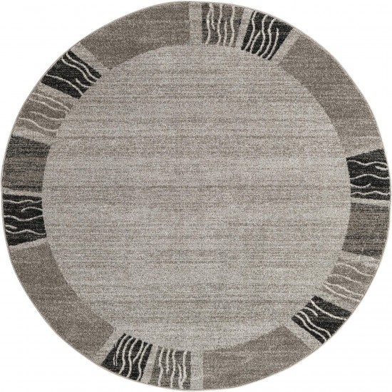 Rug Unique Loom Del Mar Light Gray Round 6' 0 x 6' 0