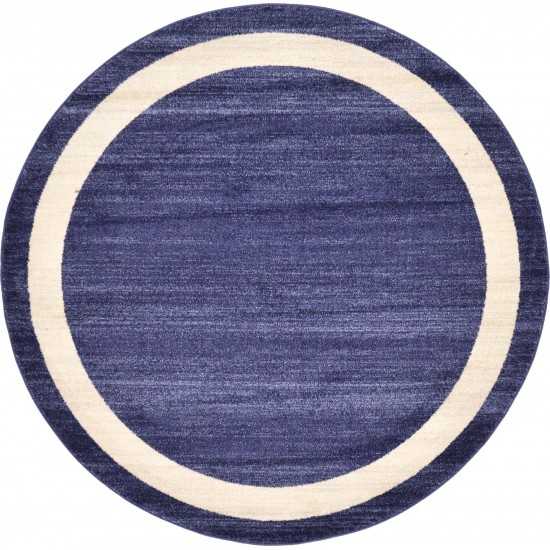 Rug Unique Loom Del Mar Navy Blue Round 6' 0 x 6' 0