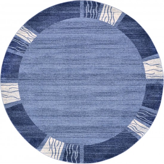 Rug Unique Loom Del Mar Navy Blue Round 8' 0 x 8' 0