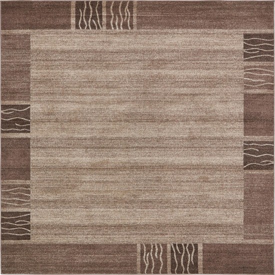 Rug Unique Loom Del Mar Light Brown Square 8' 0 x 8' 0