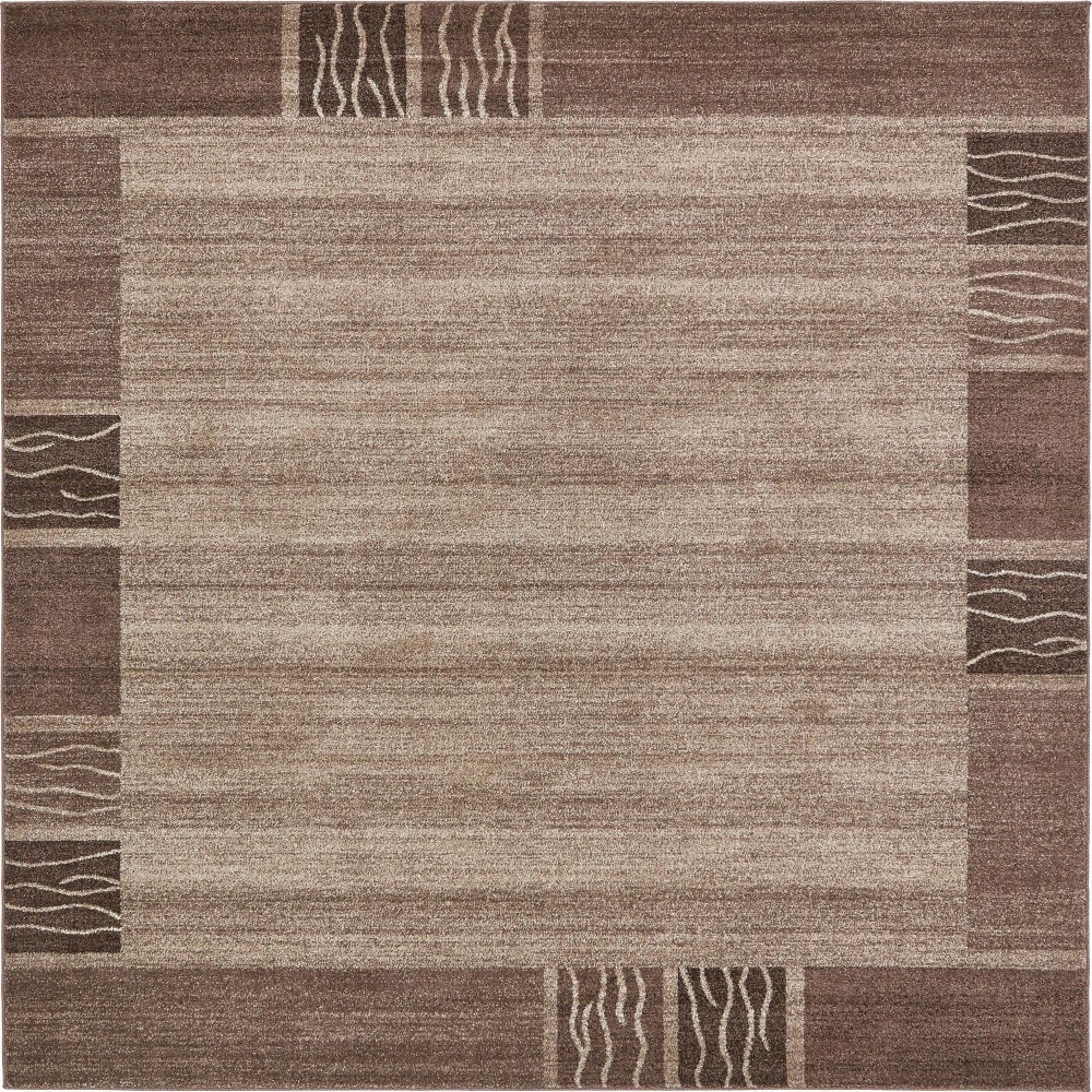 Rug Unique Loom Del Mar Light Brown Square 8' 0 x 8' 0