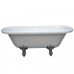 Aqua Eden 67-Inch Acrylic Double Ended Clawfoot Tub with 7-Inch Faucet Drillings, White/Polished Chrome
