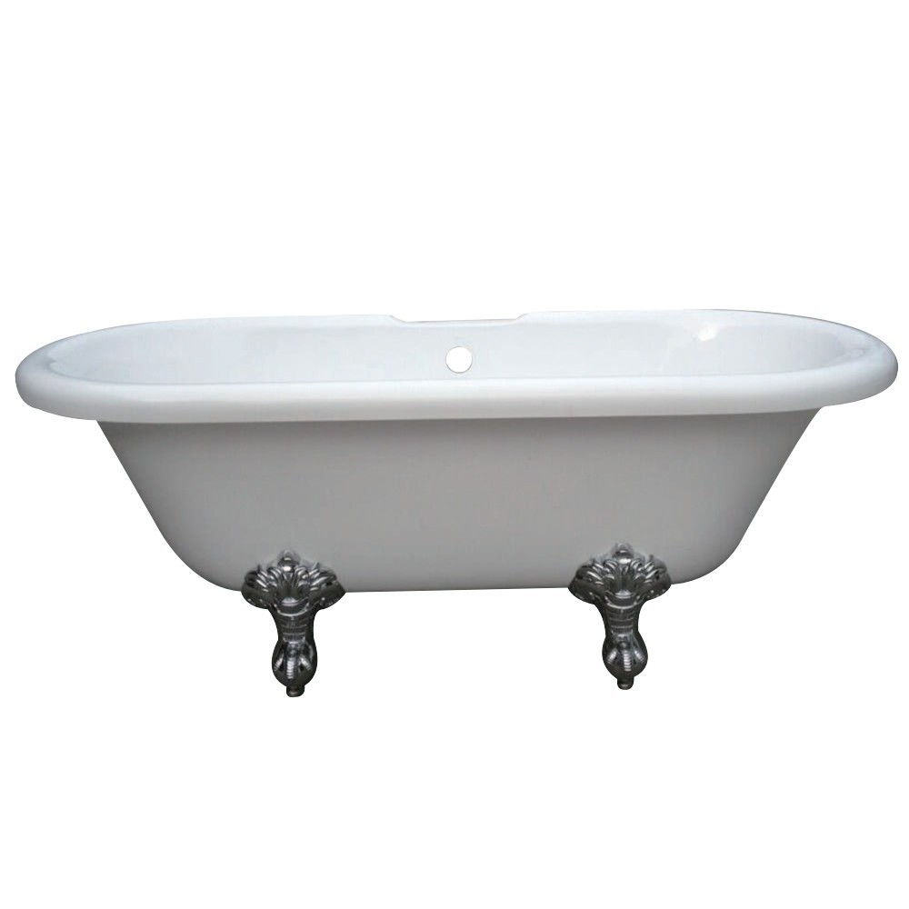 Aqua Eden 67-Inch Acrylic Double Ended Clawfoot Tub with 7-Inch Faucet Drillings, White/Polished Chrome