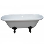 Aqua Eden 67-Inch Acrylic Double Ended Clawfoot Tub with 7-Inch Faucet Drillings, White/Oil Rubbed Bronze
