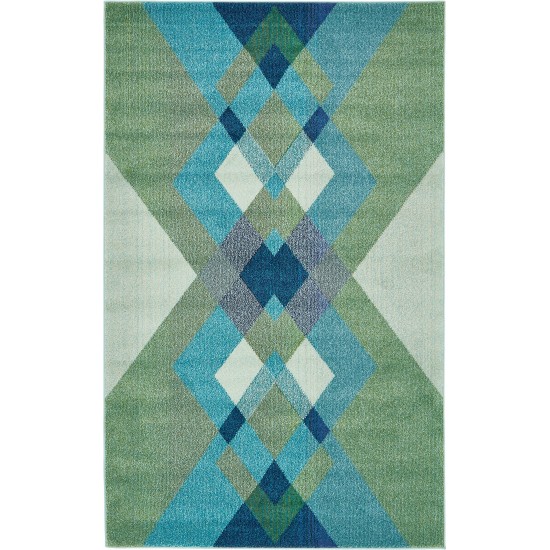 Rug Unique Loom Estrella Green Rectangular 5' 0 x 8' 0