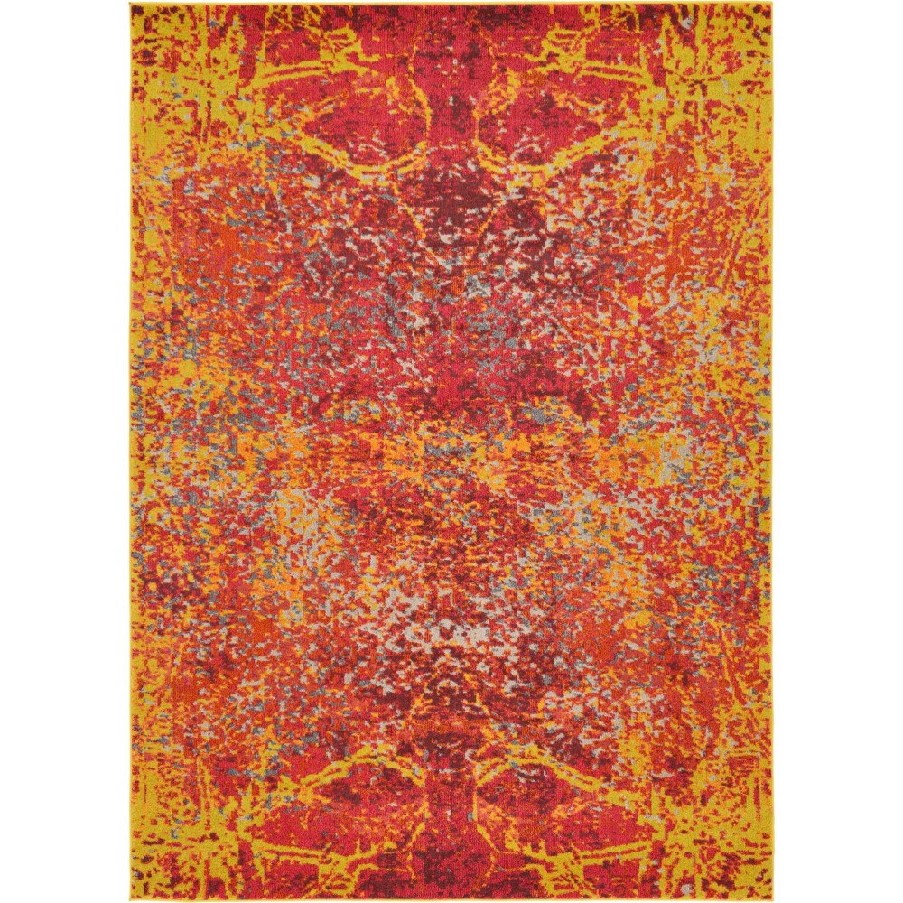 Rug Unique Loom Estrella Red Rectangular 7' 0 x 10' 0