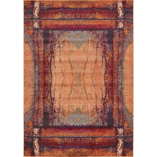 Rug Unique Loom Estrella Orange Rectangular 7' 0 x 10' 0