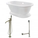 Aqua Eden 67-Inch Acrylic Double Ended Pedestal Tub Combo with Faucet and Supply Lines, White/Brushed Nickel