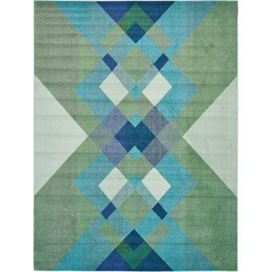 Rug Unique Loom Estrella Green Rectangular 9' 0 x 12' 0