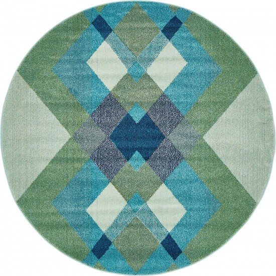 Rug Unique Loom Estrella Green Round 6' 0 x 6' 0