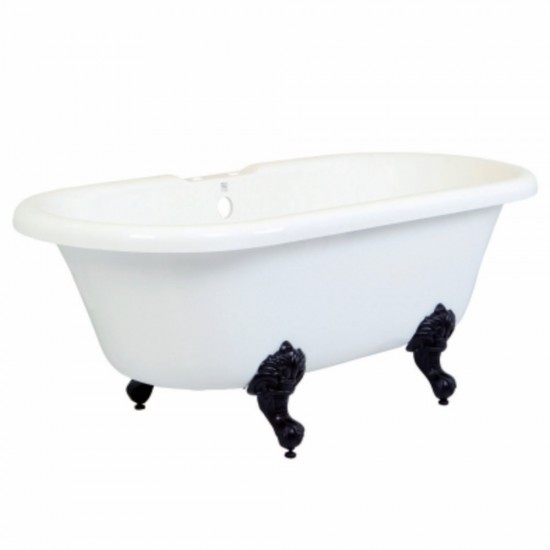 Aqua Eden 67-Inch Acrylic Double Ended Clawfoot Tub with 7-Inch Faucet Drillings, White/Oil Rubbed Bronze
