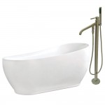 Aqua Eden 71-Inch Acrylic Single Slipper Freestanding Tub Combo with Faucet and Drain, White/Brushed Nickel