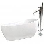 Aqua Eden 71-Inch Acrylic Single Slipper Freestanding Tub Combo with Faucet and Drain, White/Polished Chrome