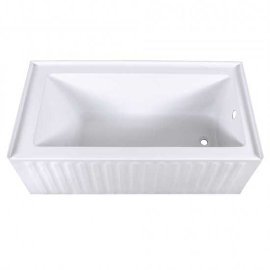 Aqua Eden 60-Inch Acrylic Alcove Tub with Right Hand Drain Hole, White
