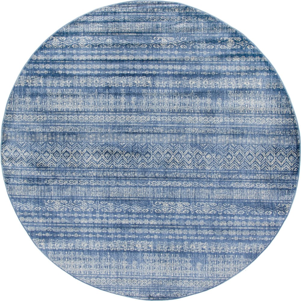 Rug Unique Loom Helios Navy Blue Round 8' 0 x 8' 0