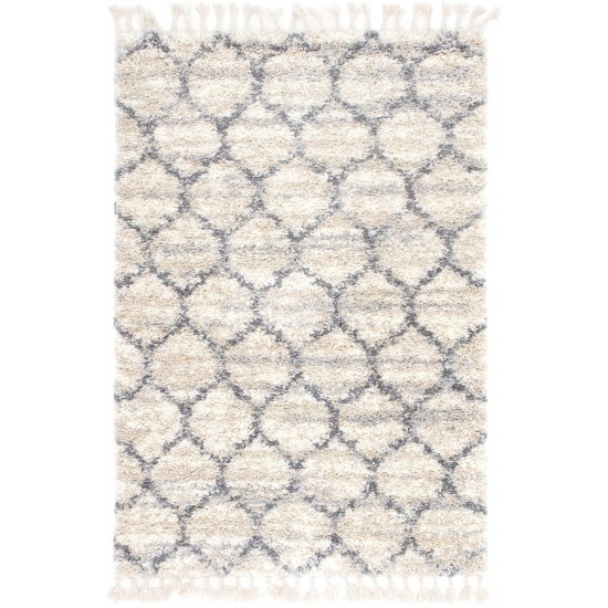 Rug Unique Loom Hygge Shag Beige Rectangular 4' 0 x 6' 0