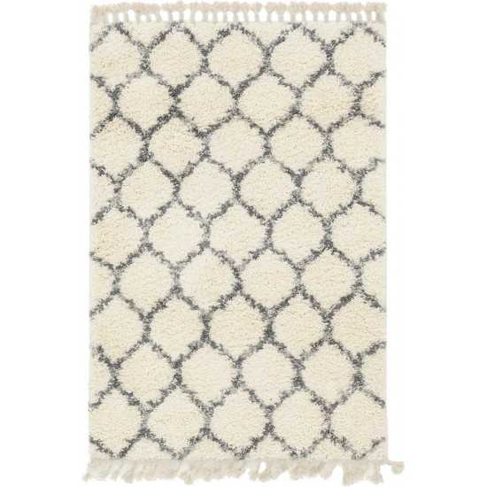 Rug Unique Loom Hygge Shag Ivory Rectangular 4' 0 x 6' 0