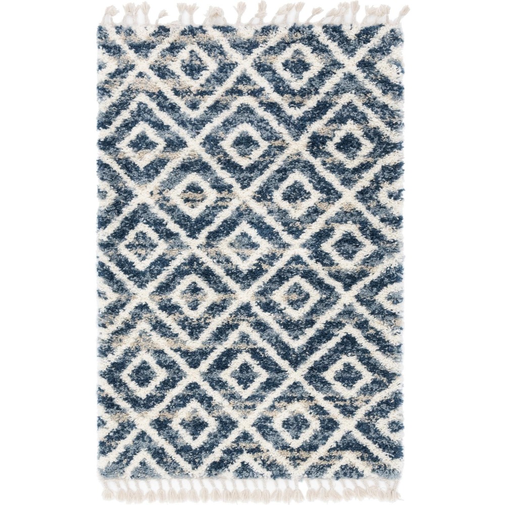 Rug Unique Loom Hygge Shag Blue Rectangular 4' 0 x 6' 0