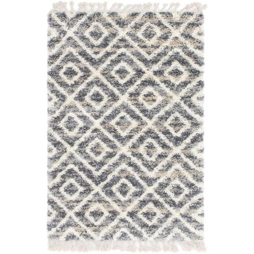 Rug Unique Loom Hygge Shag Gray Rectangular 4' 0 x 6' 0