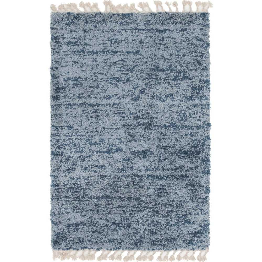 Rug Unique Loom Hygge Shag Blue Rectangular 4' 0 x 6' 0