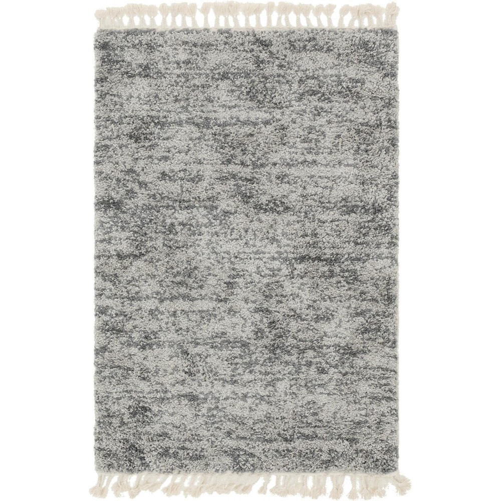 Rug Unique Loom Hygge Shag Gray Rectangular 4' 0 x 6' 0