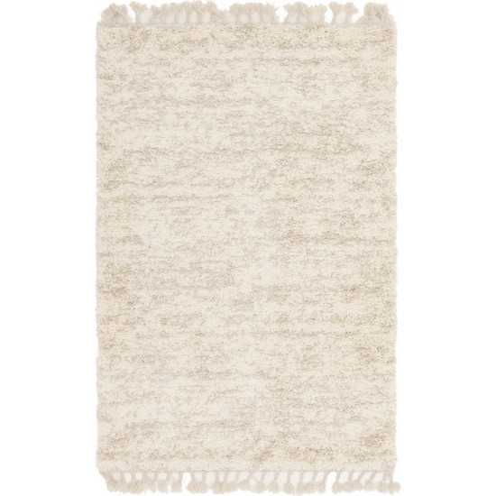 Rug Unique Loom Hygge Shag Ivory Rectangular 4' 0 x 6' 0