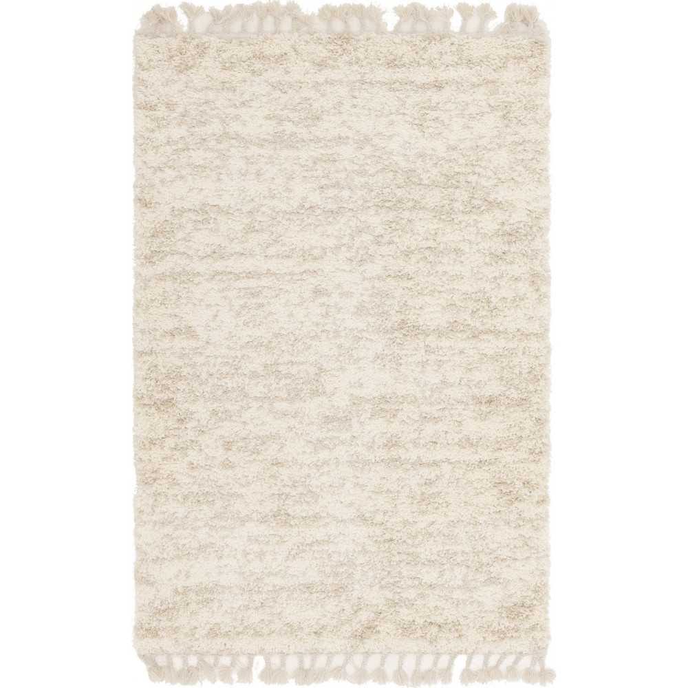 Rug Unique Loom Hygge Shag Ivory Rectangular 4' 0 x 6' 0