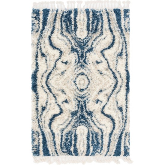 Rug Unique Loom Hygge Shag Blue Rectangular 4' 0 x 6' 0