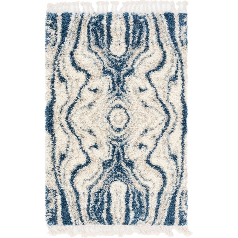 Rug Unique Loom Hygge Shag Blue Rectangular 4' 0 x 6' 0