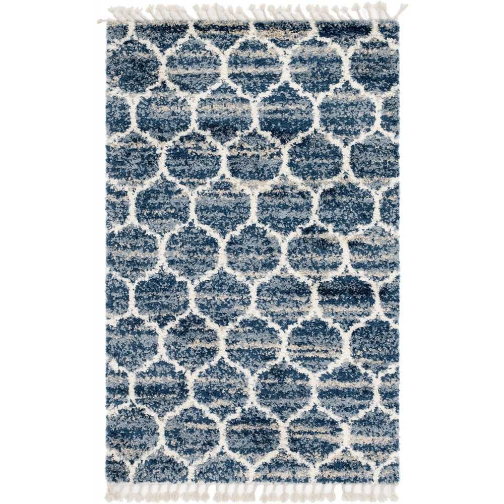 Rug Unique Loom Hygge Shag Blue Rectangular 5' 0 x 8' 0