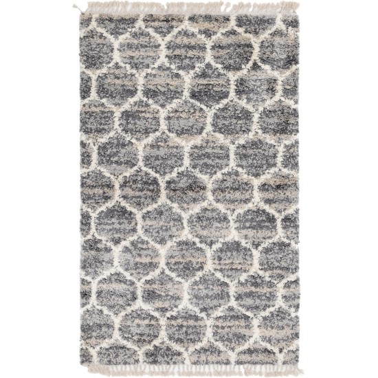 Rug Unique Loom Hygge Shag Gray Rectangular 5' 0 x 8' 0