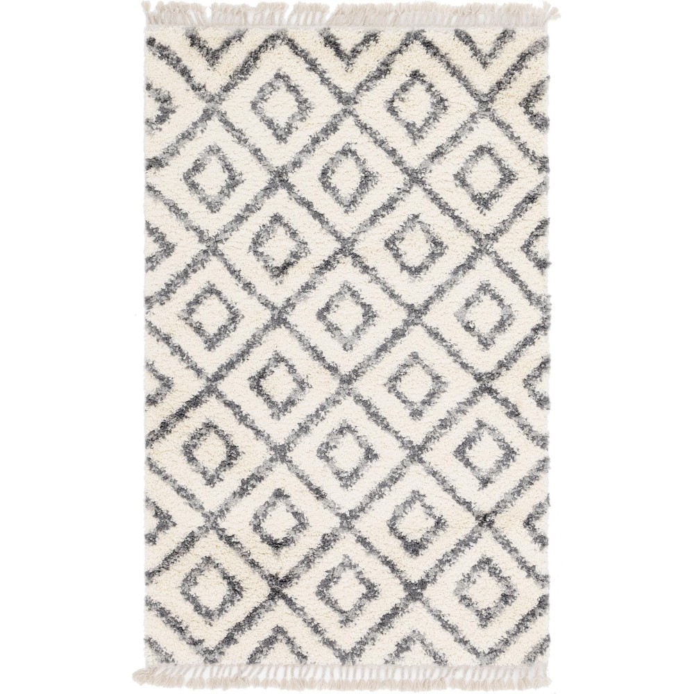 Rug Unique Loom Hygge Shag Ivory Rectangular 5' 0 x 8' 0