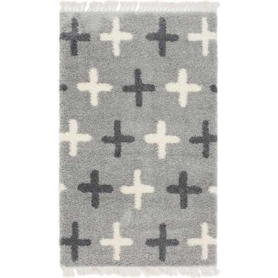 Rug Unique Loom Hygge Shag Light Gray Rectangular 5' 0 x 8' 0