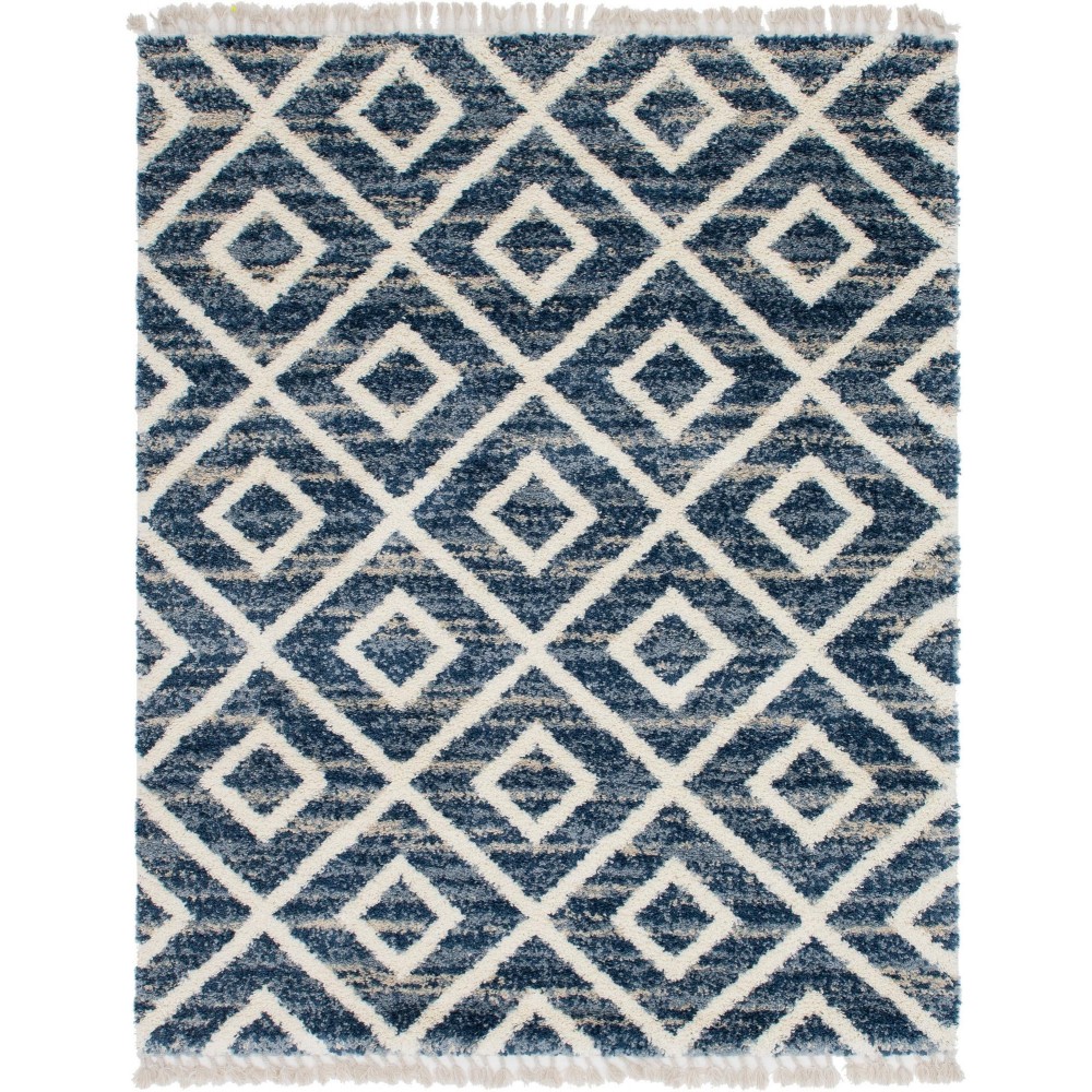 Rug Unique Loom Hygge Shag Blue Rectangular 8' 0 x 10' 0