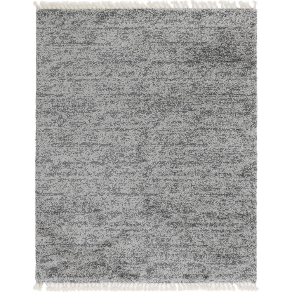 Rug Unique Loom Hygge Shag Gray Rectangular 8' 0 x 10' 0