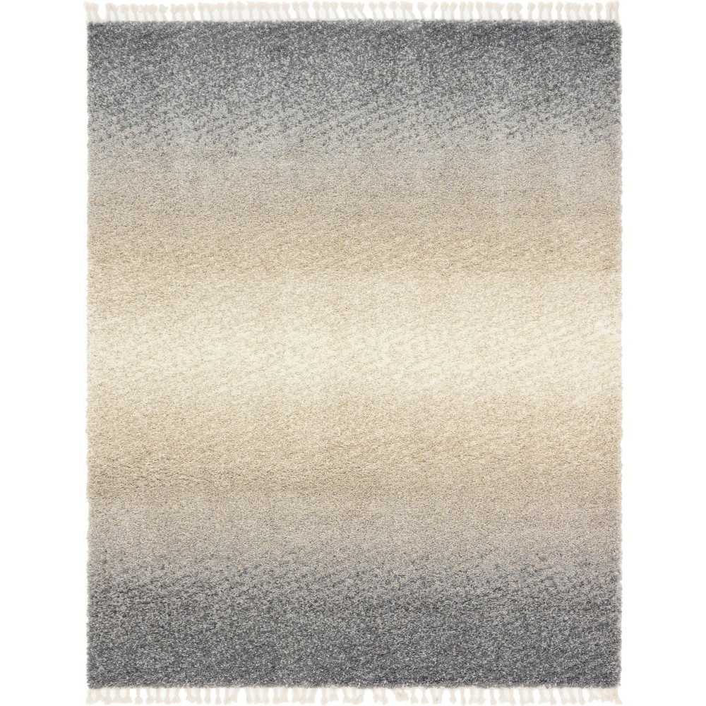 Rug Unique Loom Hygge Shag Gray Rectangular 8' 0 x 10' 0